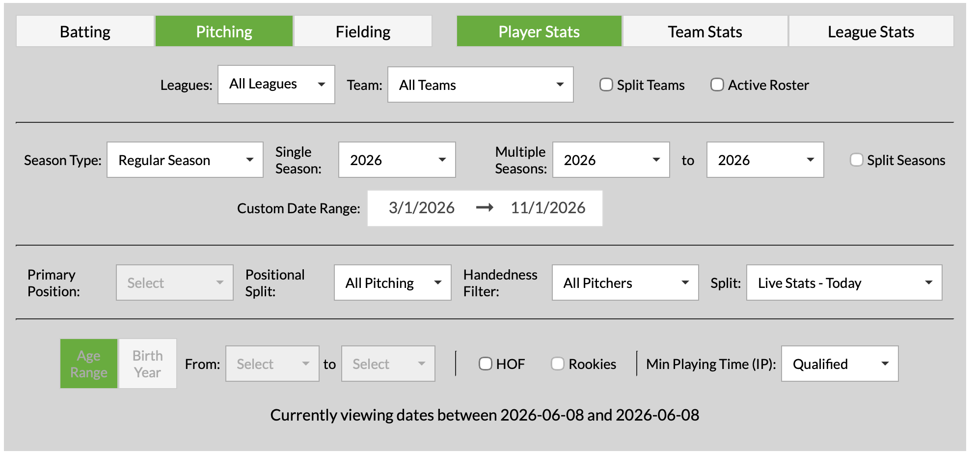 Konzentrieren Sie sich auf die Funktion von FanGraphs: Live-Statistiken