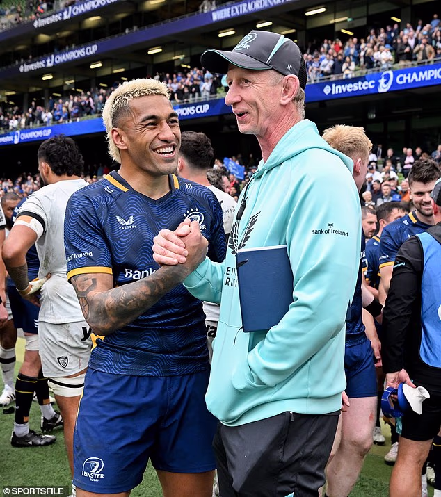 Erleichterung: Leo Cullen feiert mit Rico Ioane nach dem knappen Sieg über Toulon in Dublin